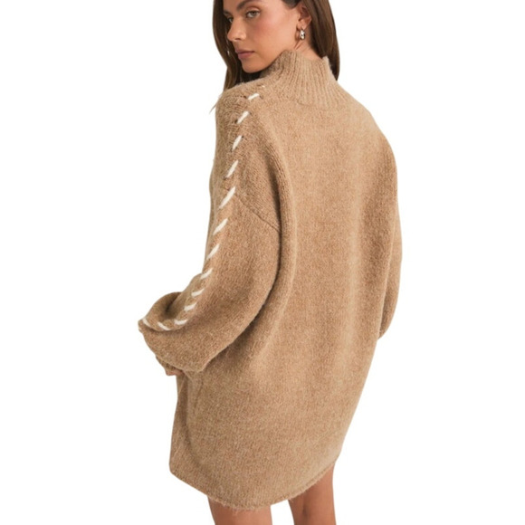 LE LIS Women's XSmall Mock Neck Long Sleeve Stitch Detail Sweater Dress - Picture 3 of 7